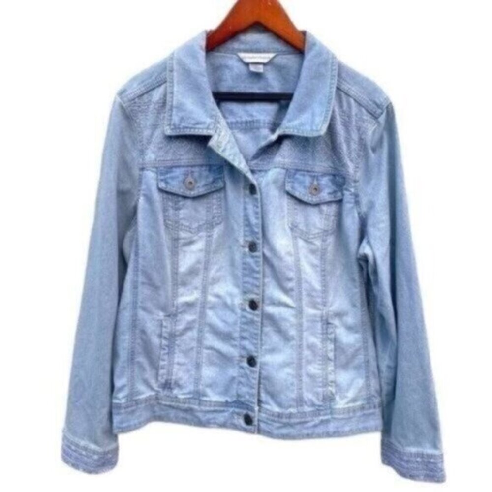 Y2K Denim Jean Jacket Embroidered Stonewashed Vintage